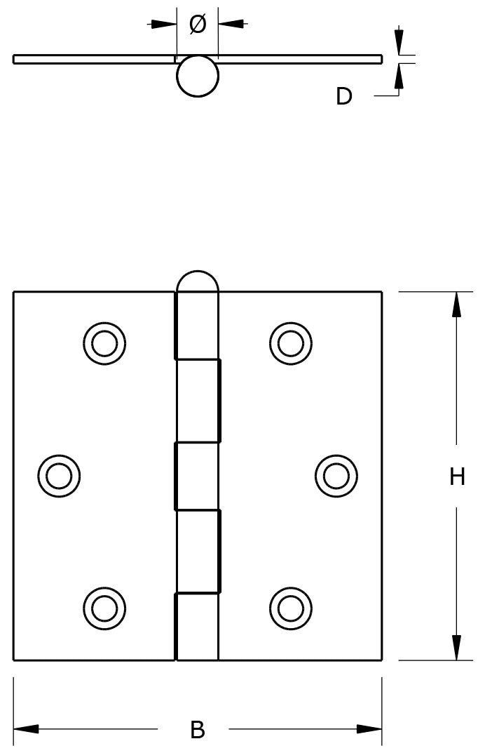 Producten scharnier verzinkt rechte hoeken losse pen 51x51cm