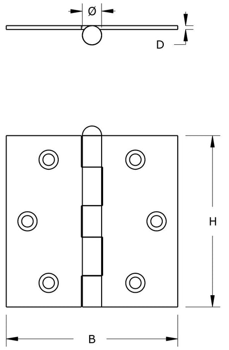 Producten scharnier verzinkt rechte hoeken losse pen 76x76cm