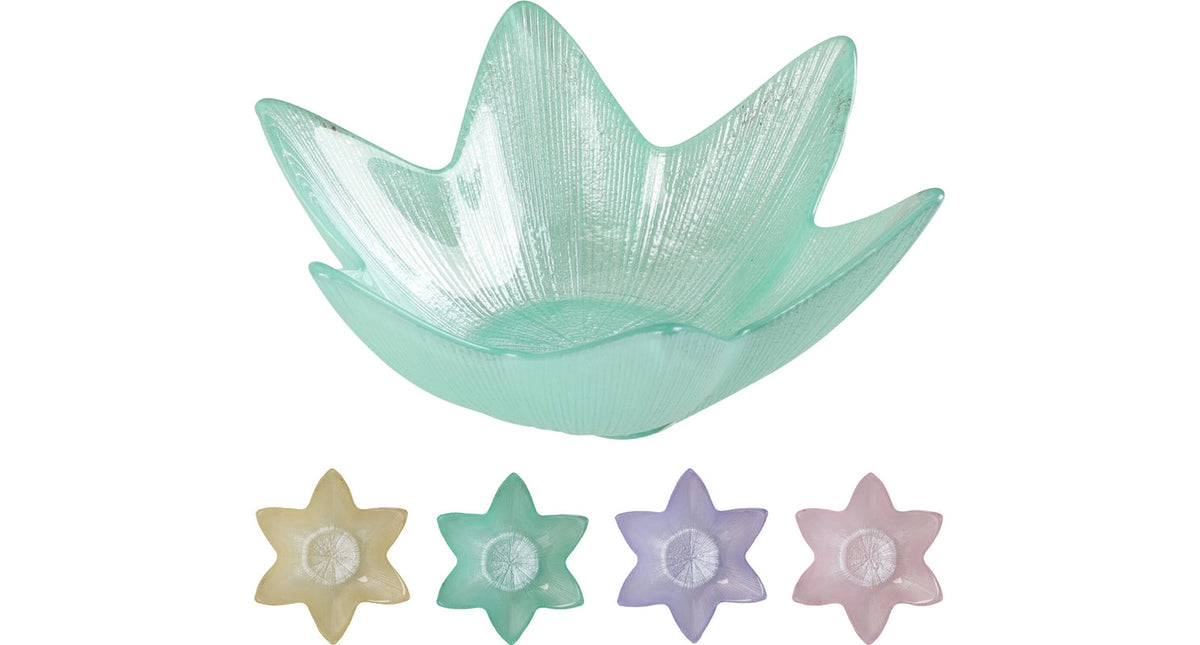 Schaal glas flower d15 h5cm 4 assortie kleuren