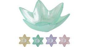 Schaal glas flower d15 h5cm 4 assortie kleuren