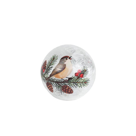Sfeerverlichting led vogel bol crackle wit glas 12x12x11cm