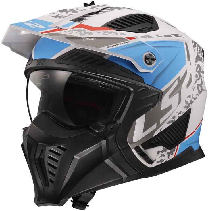 Ls2 modulaire helm of606 drifter devor helmet of606 drtifer devor s white blue matt