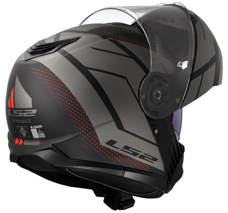Ls2 klapphelm ff908 strobe ii code helmet strobe ii ff90 code black grey matt m