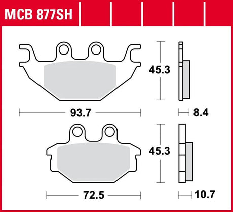 Trw remblokken mcb 877 brake pads sinter mcb 877sh