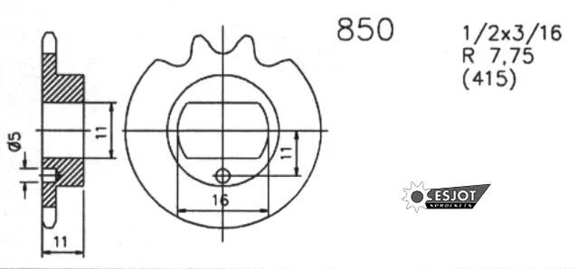 Esjot aandrijfrondsel 0850 sprocket 415 14z standard