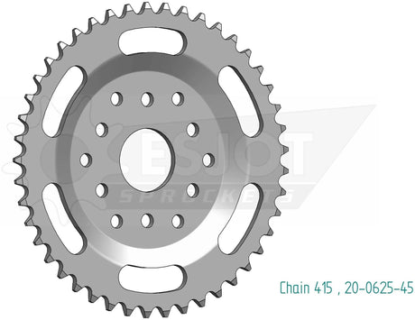 Esjot achtertandwiel 0625 chain wheel 415 45z steel silver