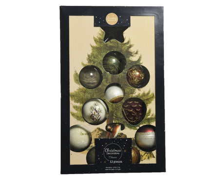 Decoris luxe kerstballen mix glas assorti van natuur tinten