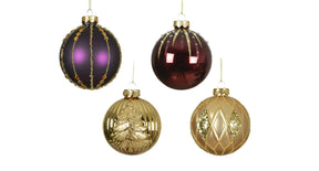 Kerstballen glas licht goud 4ass dia8cm