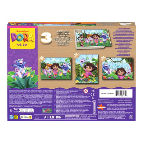 Spin master games 3-pack houten dora-puzzels, elk 24 stukken, kinderpuzzel, illustraties