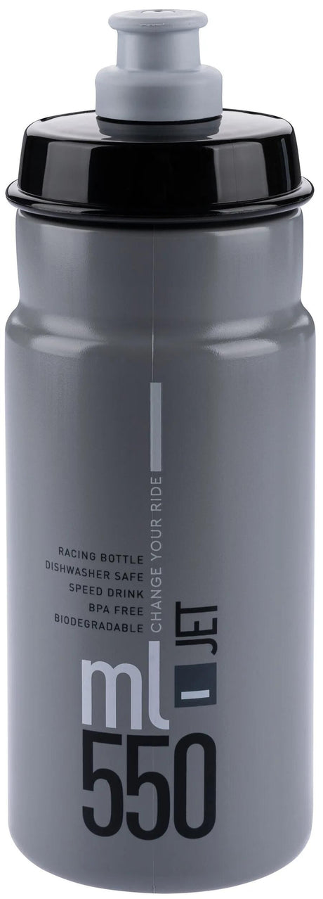 Elite trinkflasche jet plus bottle jet plus 550ml clear grey