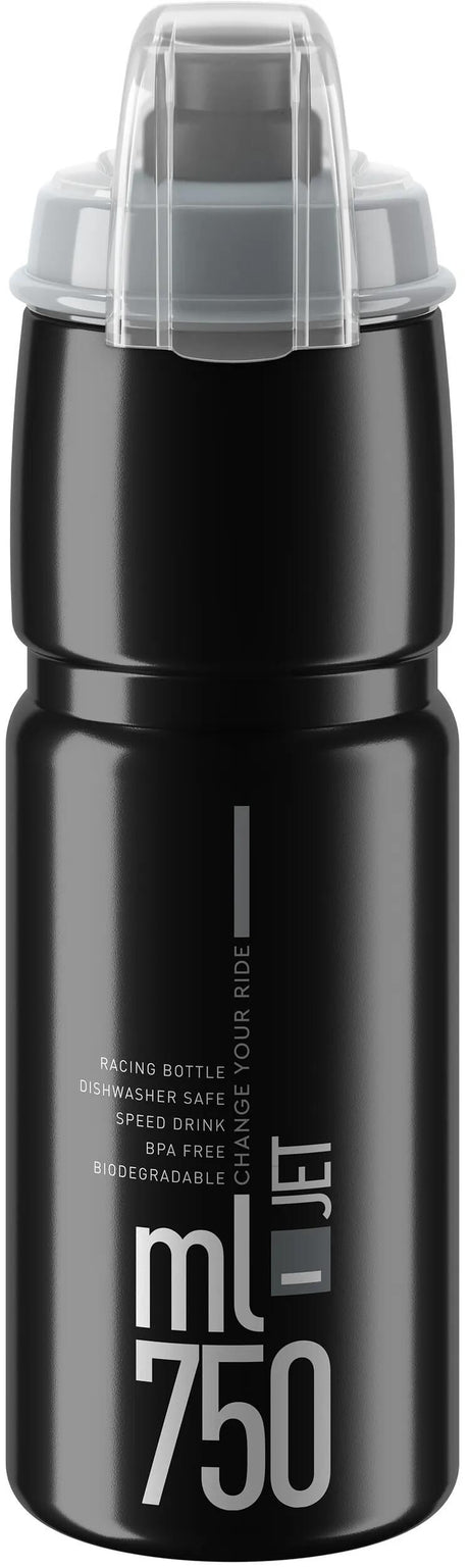 Elite bidon jet plus bottle jet plus 750ml black grey with cap
