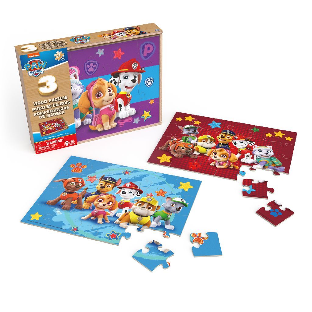 Paw Patrol 3in1 trepuslespill i boks 3x24 stykker