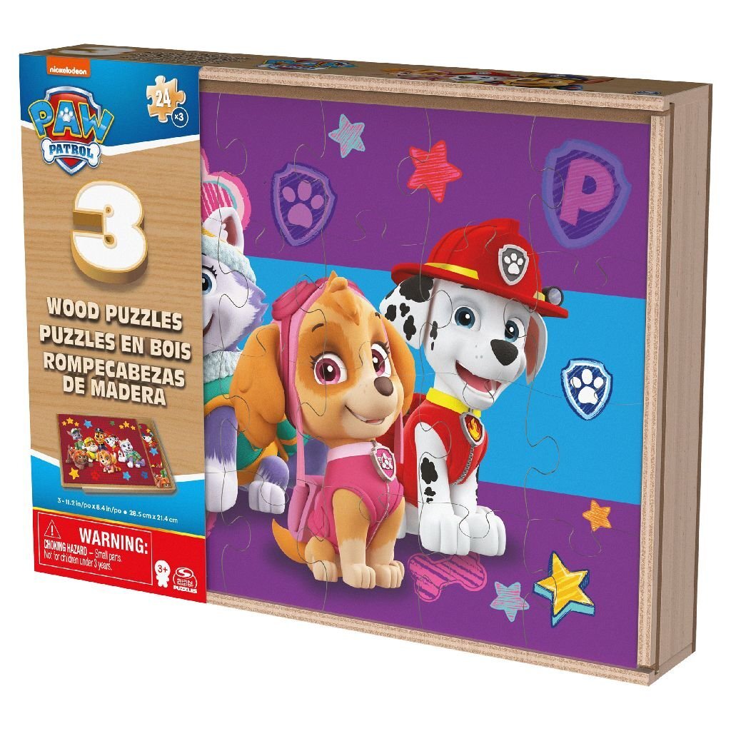 Paw Patrol 3in1 puzzle in legno nella scatola 3x24 pezzi