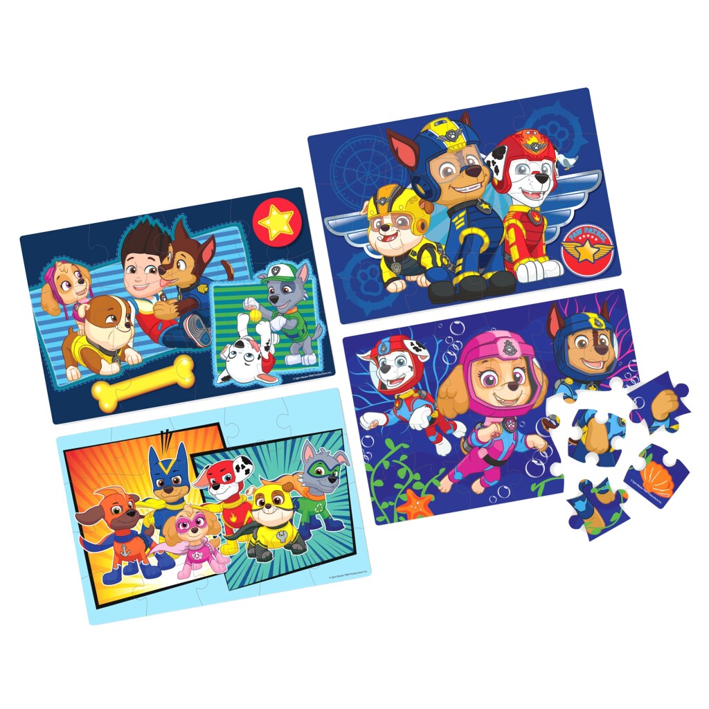 Paw Patrol Shoe Box 4 wooden puzzles 12-16-20-24 pieces