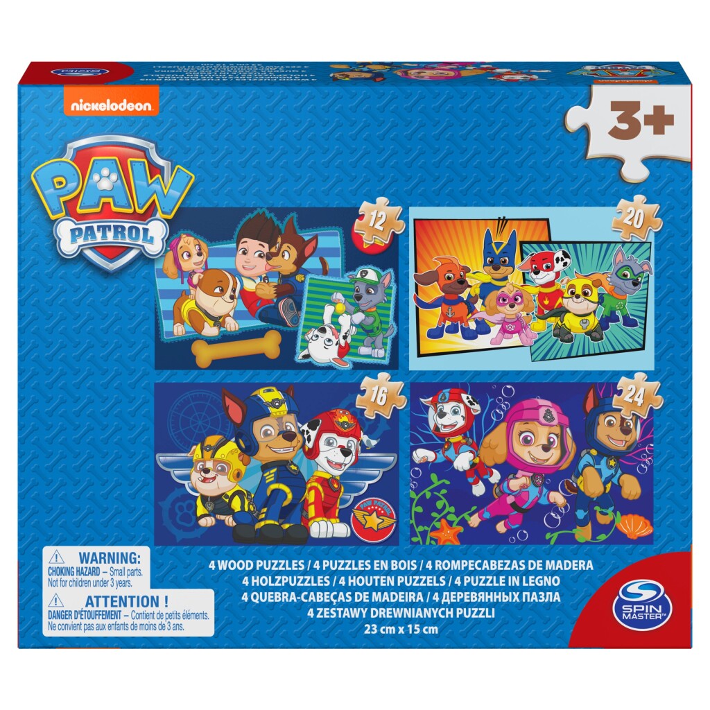 Paw Patrol Shoe Box 4 Træpuslespil 12-16-20-24 stykker