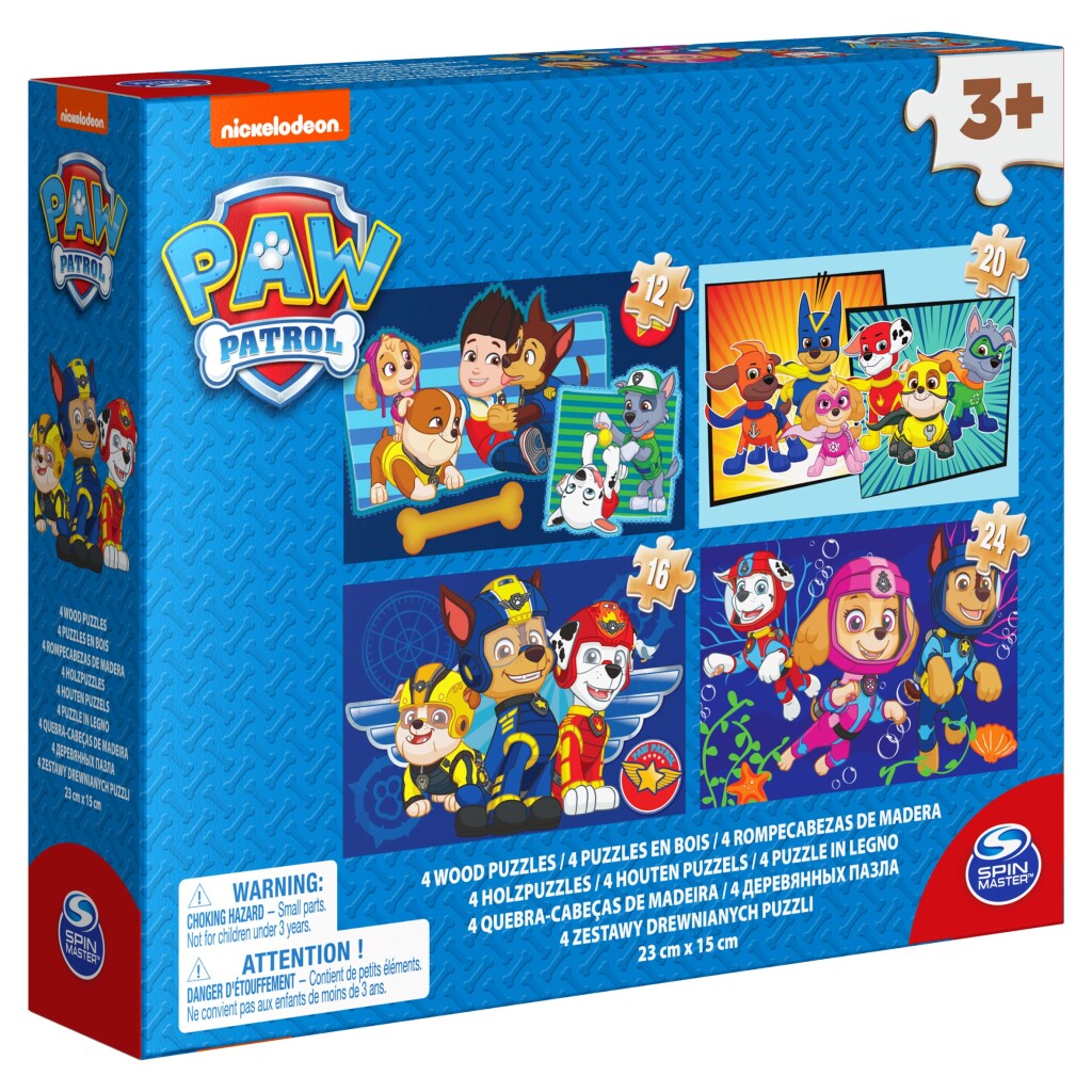 Paw Patrol Schuhkarton 4 Holzrätsel 12-16-20-24 Stücke