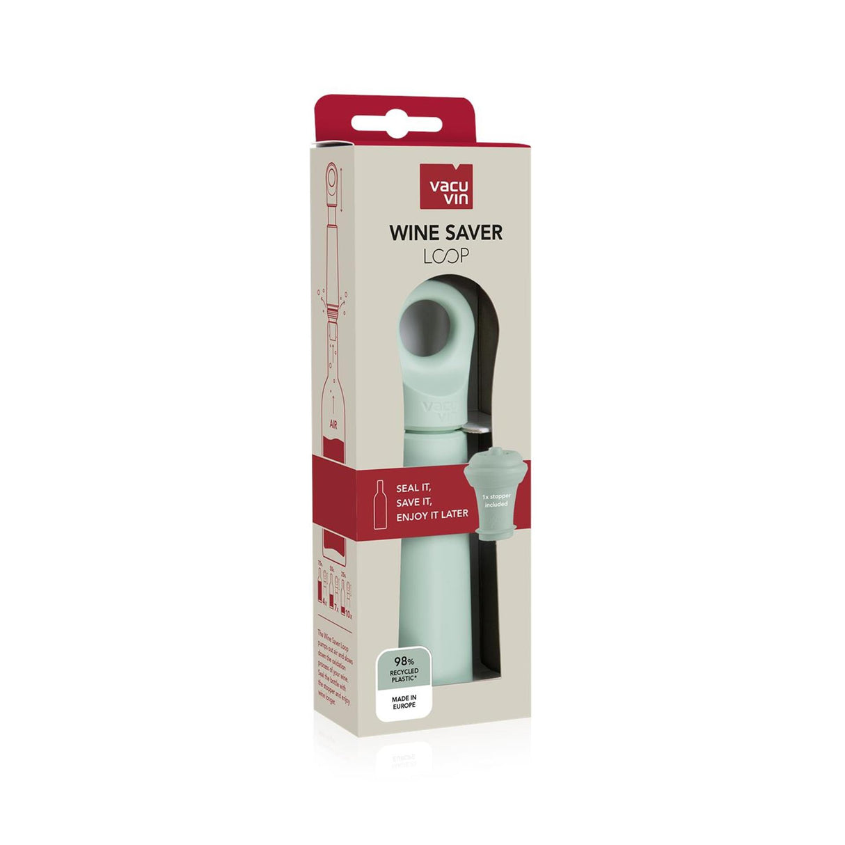 Vacuvin wine saver loop + stopper jade