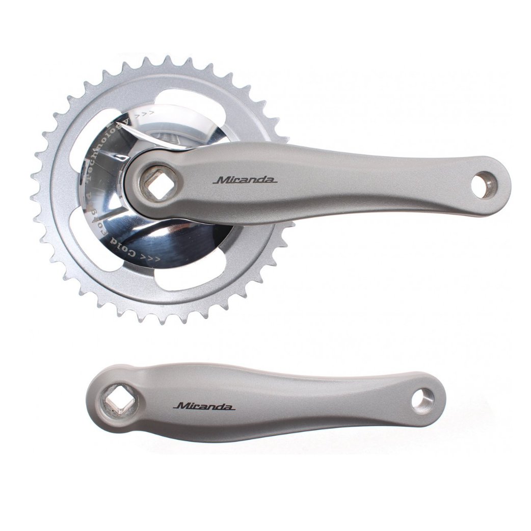 Miranda Cranket 38t, Crank length 170mm. Silver, aluminum, Spieeless. 9mm deep for Gazelle