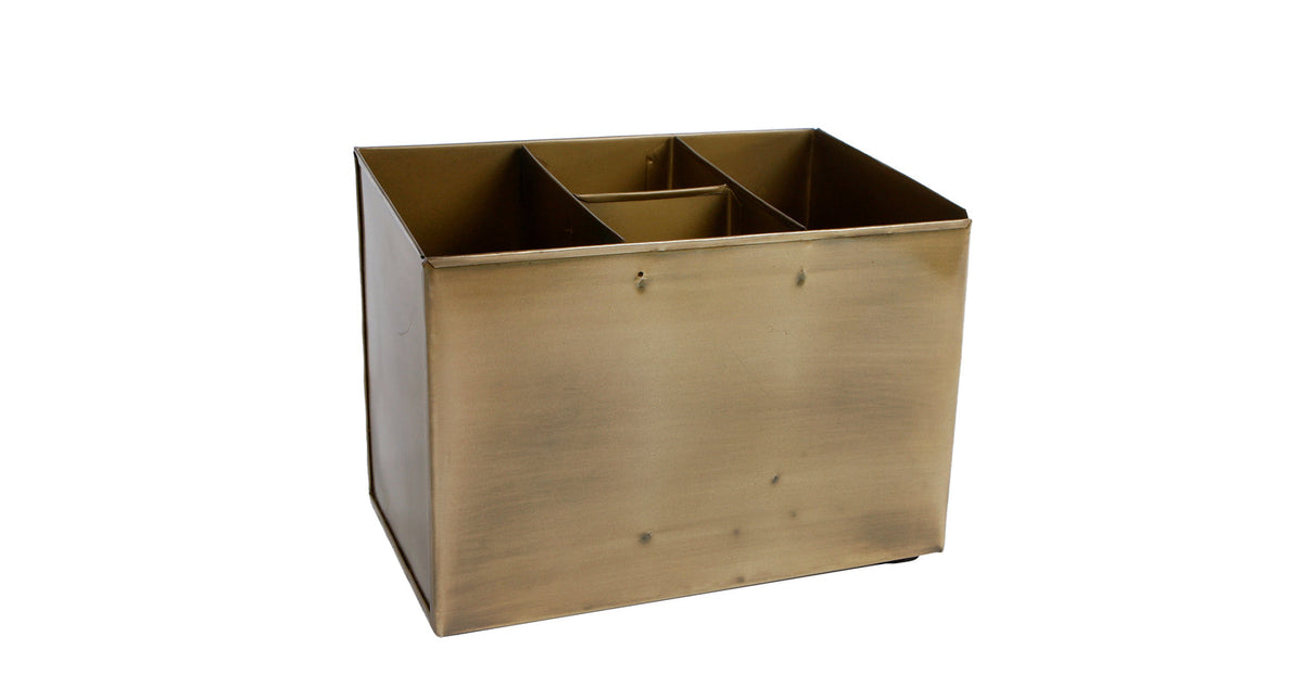 Opbergbak oud messing metaal 17x10x13cm