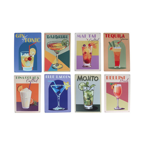 Wandbord cocktails metaal 20x30cm