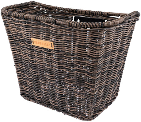 Basil Bremen Rattan Look FM - fietsmand - voorop - inclusief Basil FM stuurpenhouder - bruin