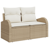 Vidaxl tuinbank met kussen beige 124 x 62 x 69cm poly rattan