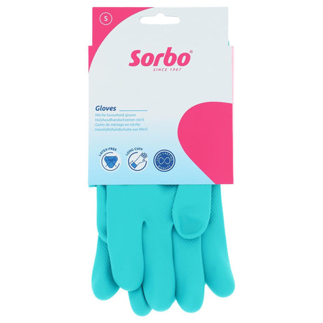 Sorbo latexvrije huishoudhandschoenen s - nitril schoonmaakhandschoenen - herbruikbaar - blauw s