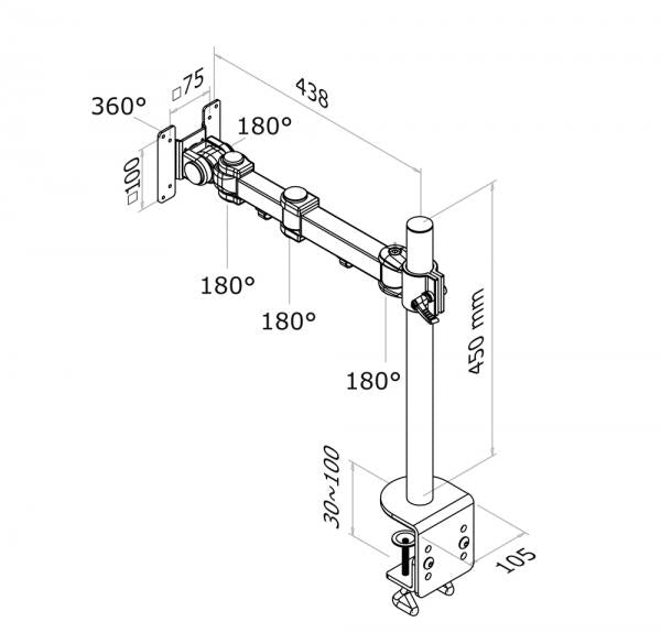 Neomounts Neomounts FPMA-D960 LCD LED TFT Officeun, 10-30, 10 kg, 75x75 100x100 mm, svart