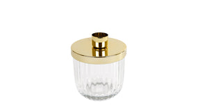 Kandelaar luna s helder goud metaal glas 7,5x7,5x10cm