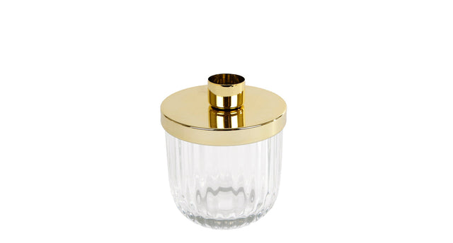 Kandelaar luna s helder goud metaal glas 7,5x7,5x10cm