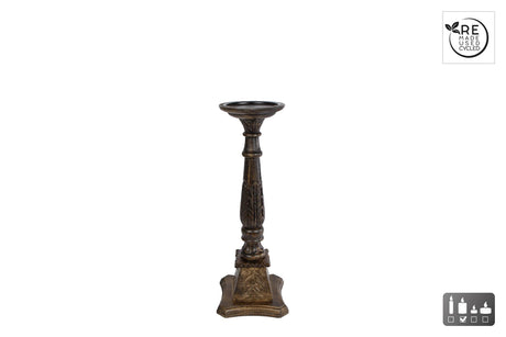 Cosydecor kandelaar kathedraal zwart hout h44cm