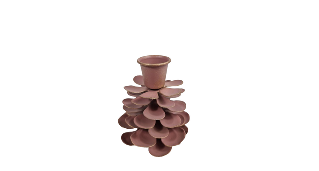 Kandelaar pinecone s roze metaal 7,5x7,5x9cm