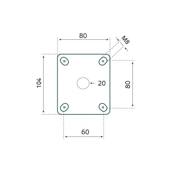 Tarso Zwenkwiel + REM 100 mm. bianco