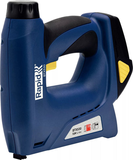 Rapid elektrische tacker btx530 - draadloos - push release - 7,2 v li-ion - blauw geel