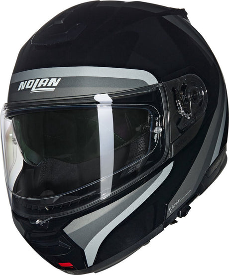 Nolan n100-6 assoluto 349 zwart zilver wit glossy systeemhelm - maat s - helm s