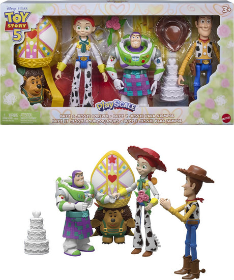 Mattel disney en pixar toy story 5 buzz en jessie voor altijd speelfiguren - pakket van 4 met accessoires