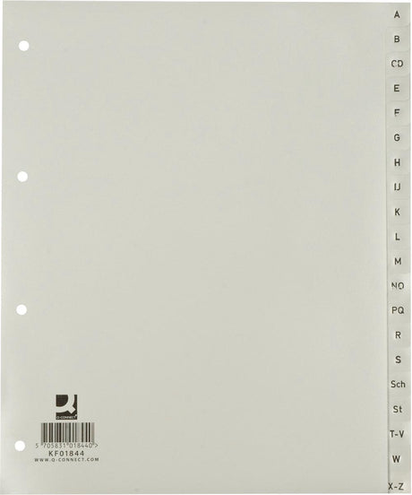 Q-connect alfabetische tabbladen, a4, pp, 20 tabs, grijs