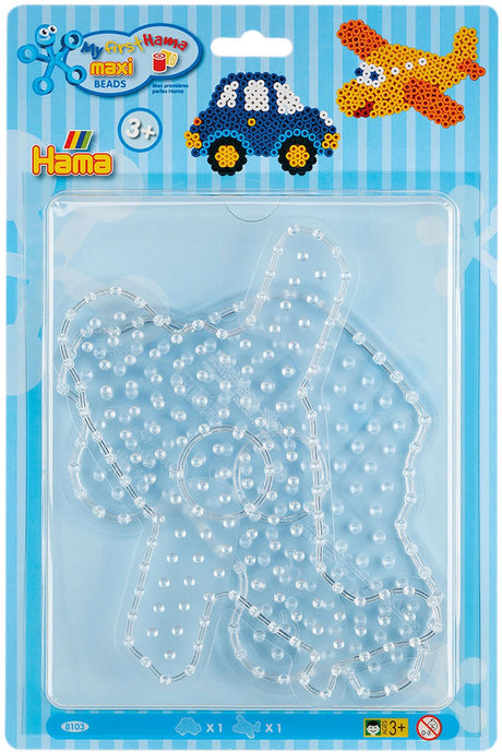 Hama strijkkralenbordjes maxi auto en vliegtuig - creatief speelgoed.