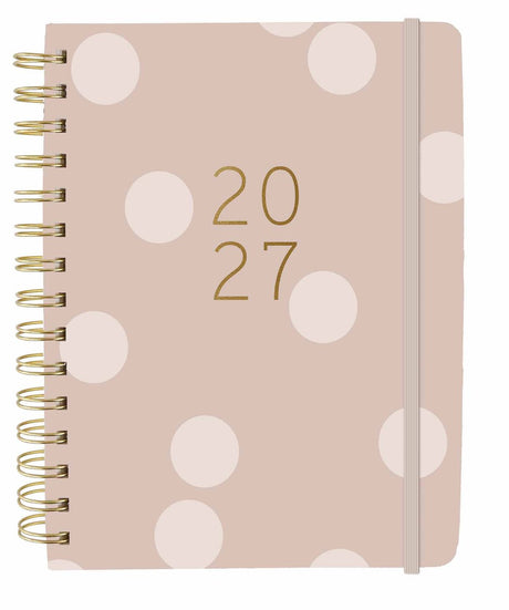 Agenda 2027 volwassenen – a5 18-maanden agenda – taupe dots ringband agenda s 2026-2027 – weekplanner