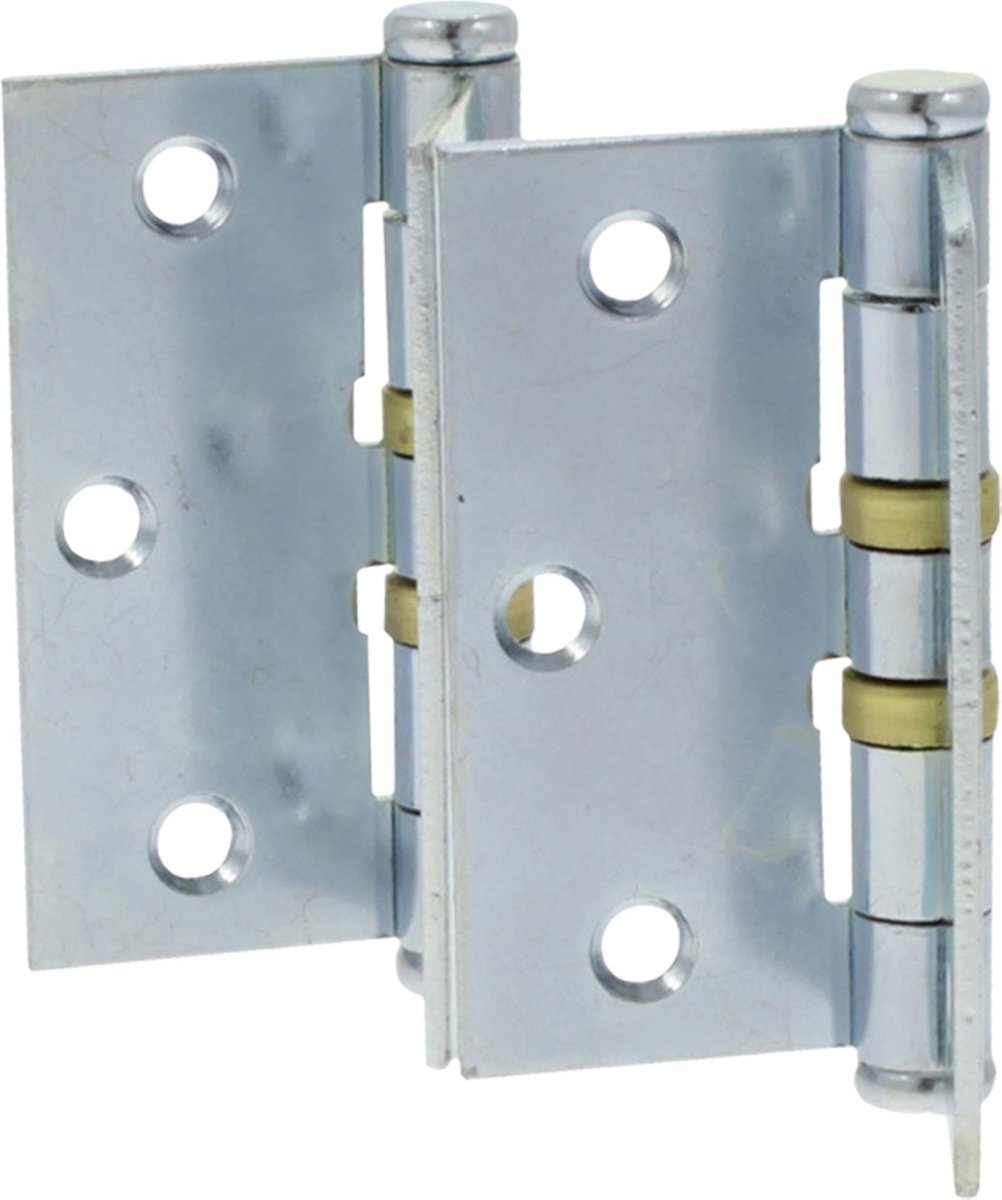 Starx kogelscharnier 76x76 verzinkt - deurscharnier met cilindrische knoppen - gegalvaniseerd staal - geschikt voor binnen buiten - afmeting 76x76 mm - kleur zilver - 2 jaar garantie