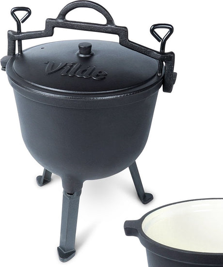 Vilde heksenketel gietijzeren geëmailleerde op poten met deksel cast line 10 l - cauldron - potjie-ketel - bbq - barbecue