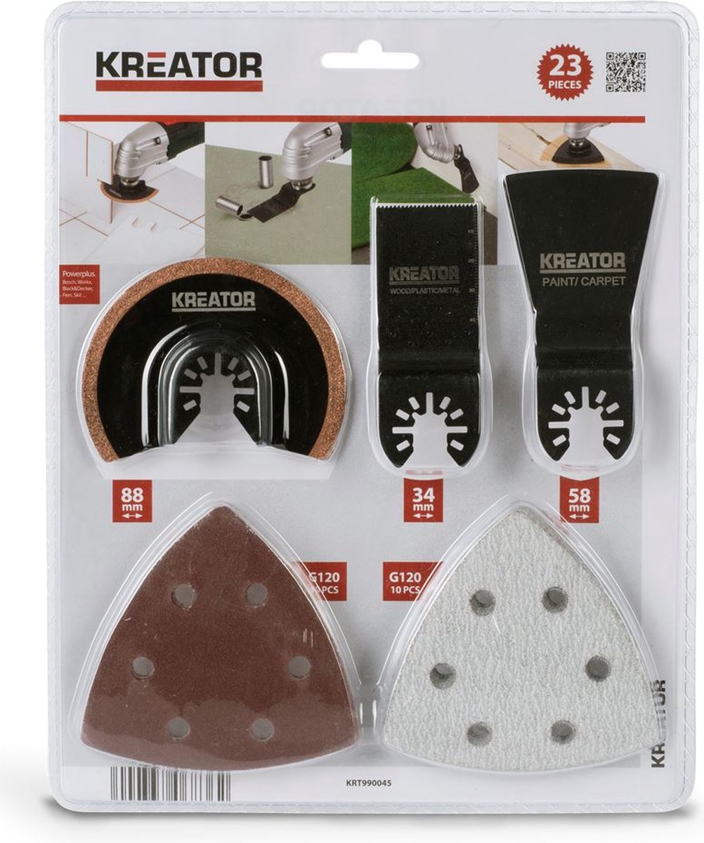 Kreator krt990045 accessoireset multitool - oscillerend - 23 delig