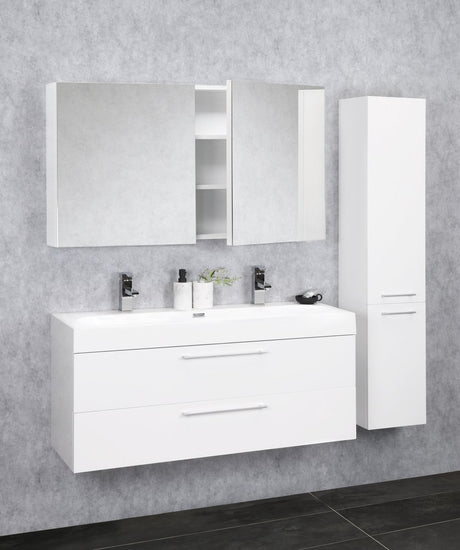 Differnz somero spiegelkast - fsc® gecertificeerd - badkamerkast met 2 deuren en spiegel - verstelbare planken - vervaardigd uit mdf - 100 cm breed - kleur hoogglans wit