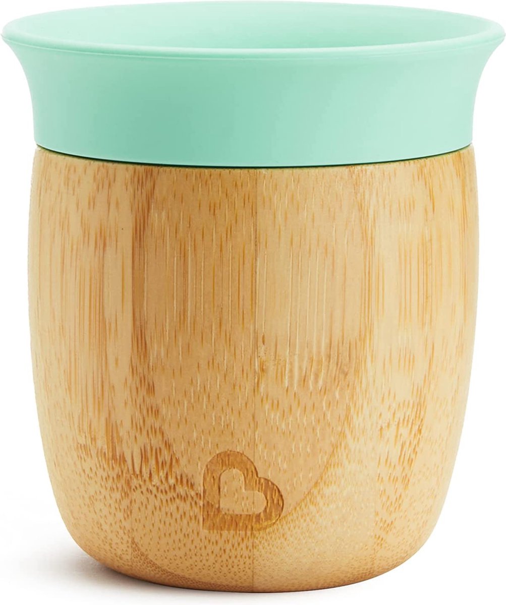Munchkin bamboe open beker - drinkbeker voor baby en peuter - 150 ml - kinderbeker vanaf 6 maanden - drinkbeker - kinderservies - 360° cup design - mintgroen