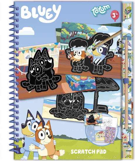 Totum bluey vakantie doeboek met luxe kraskaarten, kleurplaten en stickers - 20-delig boek tekenen kleuren scratch artcreatief speelgoed vanaf 3 jaar