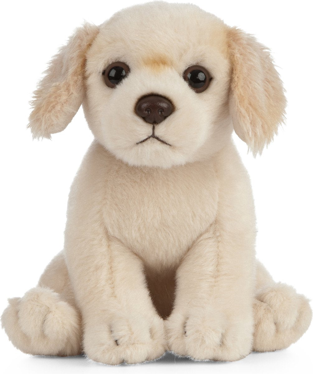 Living nature knuffel hond - golden retriever - zittend - pluche - 16 cm