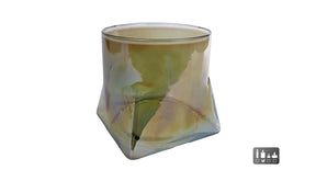 Windlicht hurricane s multicolor groen glas 18x18x17cm