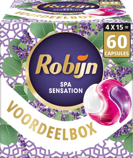 Robijn wasmiddel - 3-in-1 wascapsules - color spa sensation - wasmiddel voordeelverpakking - 4 x 15 stuks - 60 wasbeurten