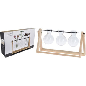 Vaas 3 stuks in houten frame