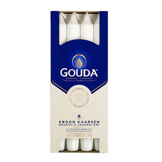 Gouda kroonkaarsen 8 stuks wit | 3 stuks